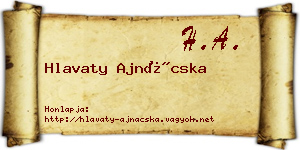 Hlavaty Ajnácska névjegykártya